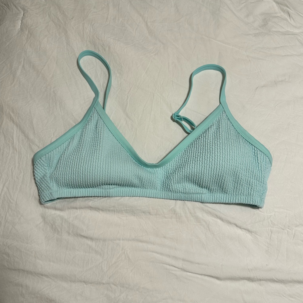 aerie ribbed teal bikini top